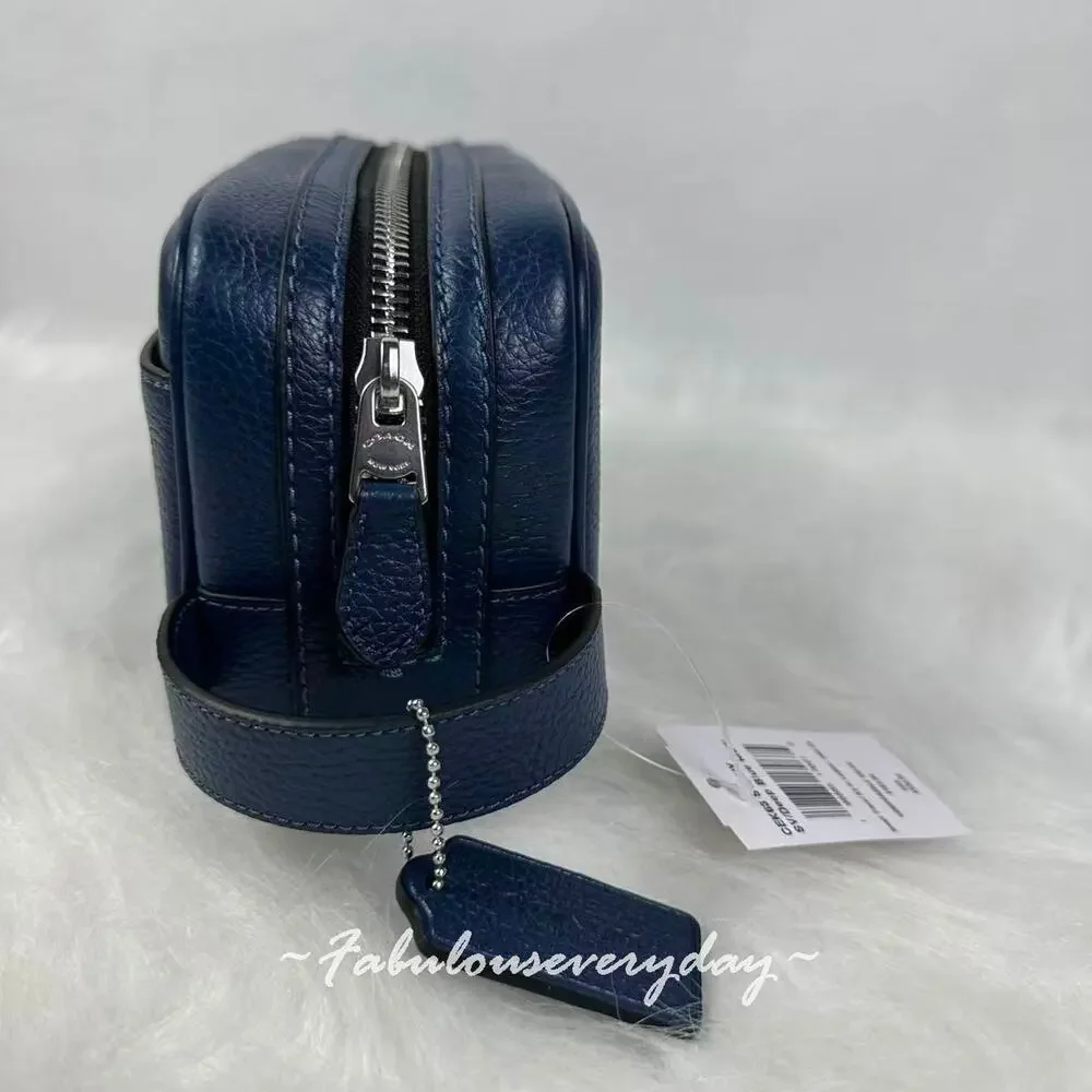Coach Small Travel Kit With Car Print Leather/Silver/Deep Blue Multi CEK63 NWT